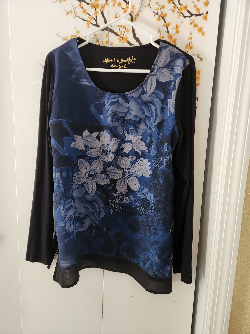 Desigual Navy Floral Long-Sleeve Top